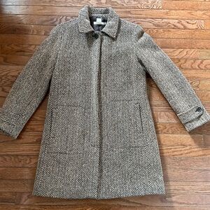 J. Crew VINTAGE Y2K Wool Blend Brown Zig Zag Pattern Thinsulate Coat